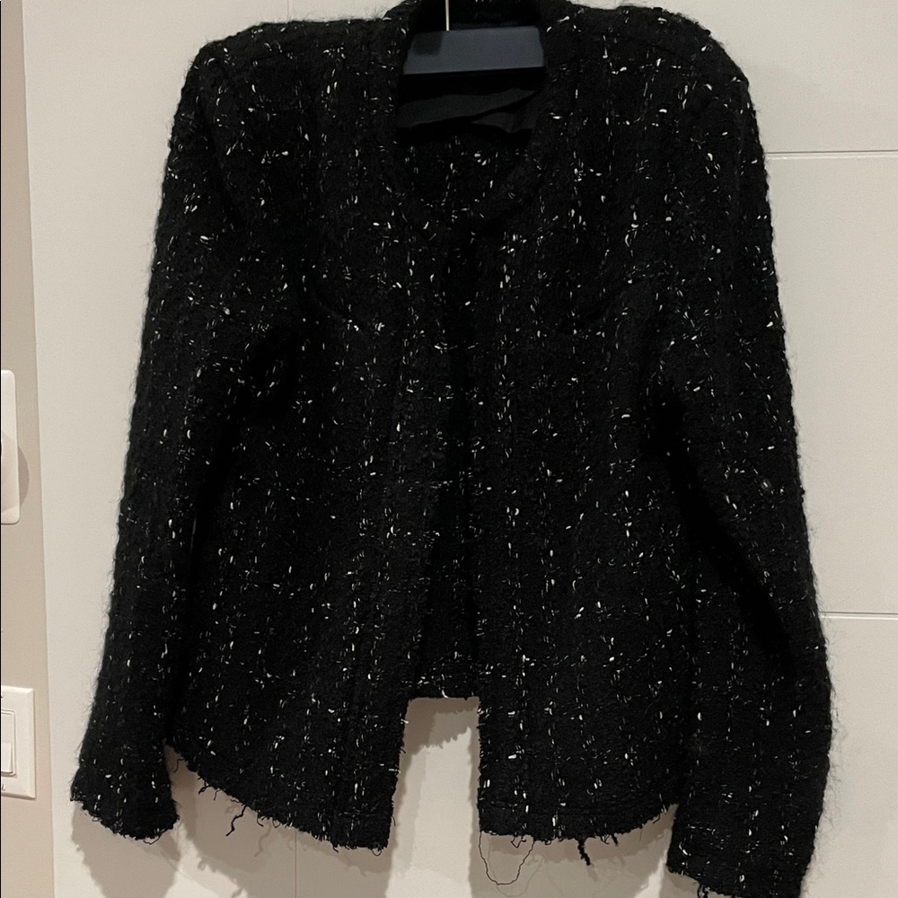 IRO Black Flecked Open-Front Bouclé Jacket
